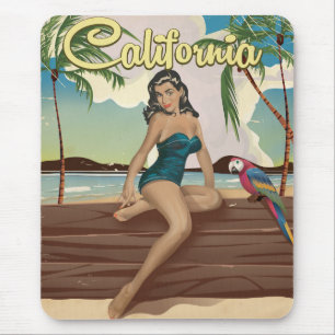Tapis De Souris Affiche de voyage rétro modèle Californie