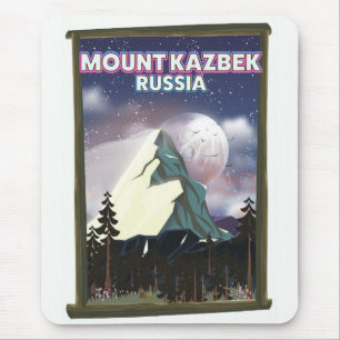 Tapis De Souris Affiche de voyage russe du Mont Kazbek.