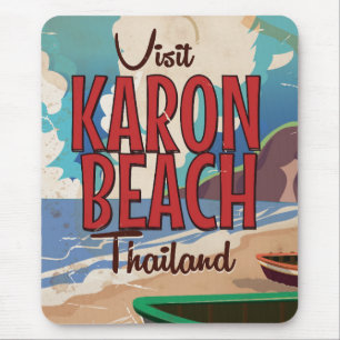 Tapis De Souris Affiche de voyage vintage de la plage de Karon en