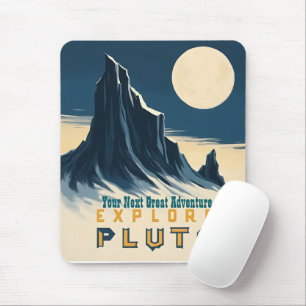 Tapis De Souris Affiche de voyage vintage Explore Pluto - Espace R