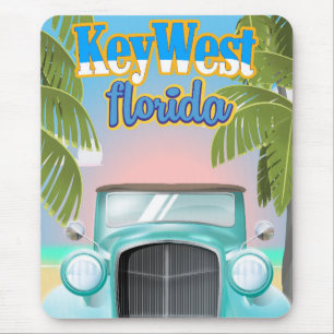 Tapis De Souris Affiche de voyage vintage Key West, Floride États-