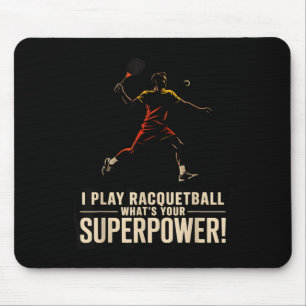 Tapis De Souris Affiche rétro de superpuissance de racquetball drô