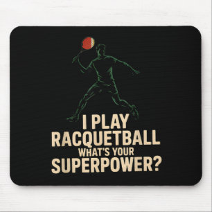 Tapis De Souris Affiche rétro de superpuissance de racquetball drô