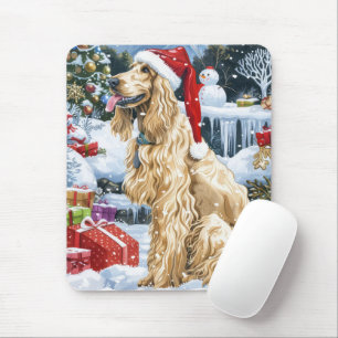 Tapis De Souris Afghan Hound Dog Winter Wonderland Noël Joie
