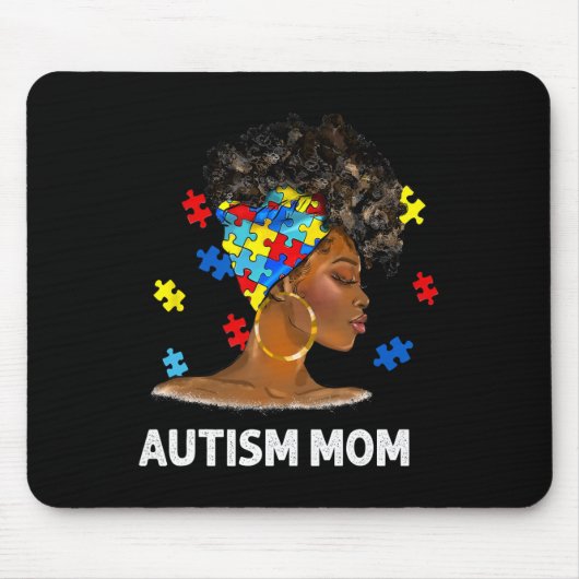 Tapis De Souris Africain Noir Autisme Maman Afro Mère Autisme Awar (Devant)