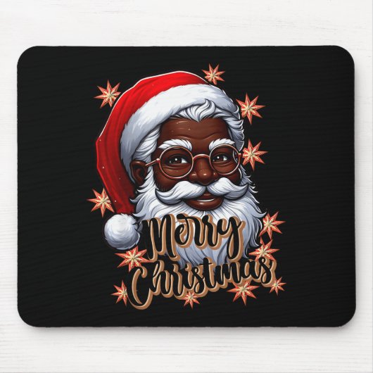 Tapis De Souris African American Santa Christmas Pajama Black X-ma (Devant)