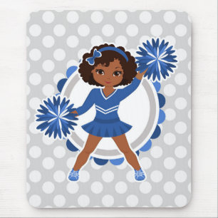 Tapis De Souris Afro-américain bleu de pom-pom girl - acclamation