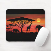 Tapis De Souris Afro-Animaux-et-Coucher de soleil (Avec souris)
