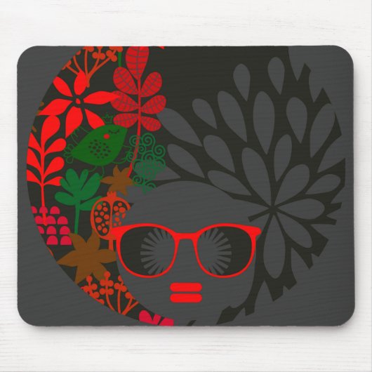 Tapis De Souris Afro Diva Rouge Vert Ardoise Noir (Devant)