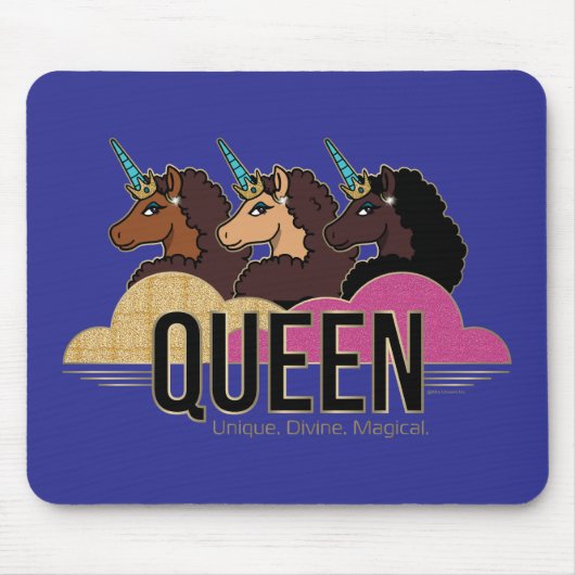 Tapis De Souris Afro Unicorn Queen Trio Design (Devant)