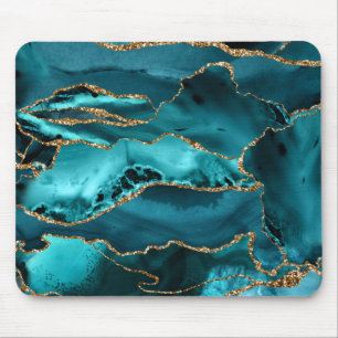 Tapis De Souris Agate bleu et or