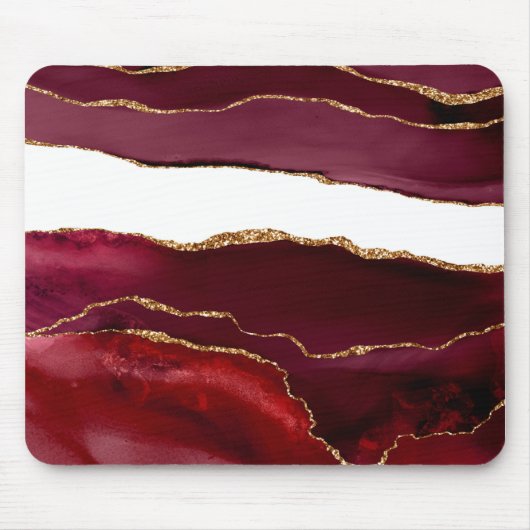 Tapis De Souris Agate bordeaux et or (Devant)