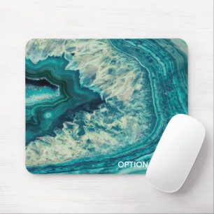 Tapis De Souris Agate de géoode turquoise Texte personnalisé