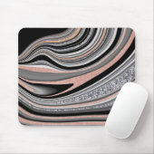 Tapis De Souris agate geode rose or argent noir (Avec souris)