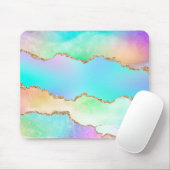 Tapis De Souris Agate Holo | Faux Iridescente Pastel Ombre Marble (Avec souris)