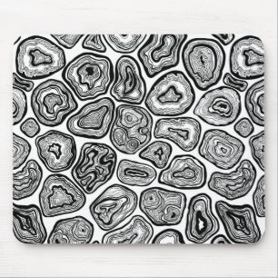 Tapis De Souris Agate les tranches en noir et blanc
