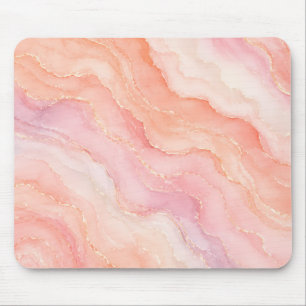 Tapis De Souris Agate Pêche Aquarelle Ombre Pastel Douce et Joli