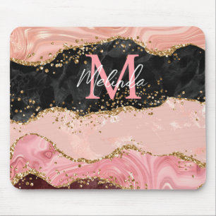 Tapis De Souris Agate sequins noir et rose
