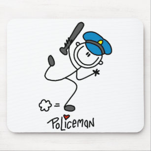 Tapis De Souris Agent de police en bonhomme allumette de base