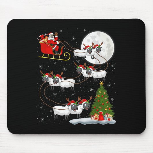 Tapis De Souris Agneaux Mouton Père Noël Sleigh Flying Funny Magiq (Devant)