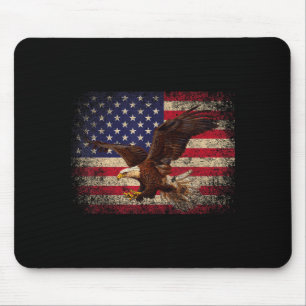 Tapis De Souris Aigle chauve 4 juillet Cadeau de Noël Drapeau amér