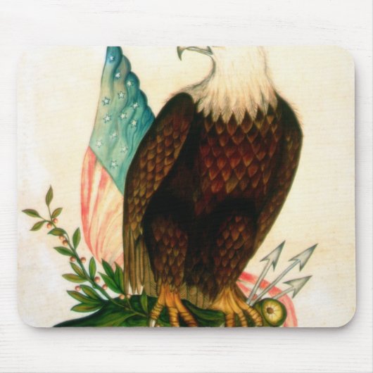 Tapis De Souris Aigle chauve avec le drapeau (Devant)