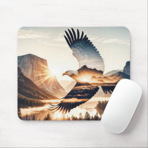 Tapis De Souris Aigle chauve en vol à l'aube