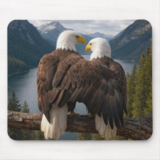 Tapis De Souris Aigle chauve protégeant sa compagne (Devant)