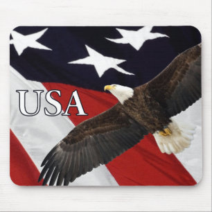 Tapis De Souris Aigle et drapeau américain USA