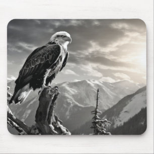 Tapis De Souris Aigle Oiseau sauvage Nature Encre Style croquis