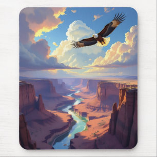 Tapis De Souris Aigle volant au-dessus d'un canyon