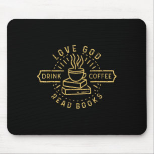 Tapis De Souris Aime Dieu Bois du Café Lis des Livres Amoureux Vin