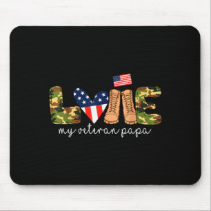 Tapis De Souris Aime mon papa vétéran fier grand-père militaire dr