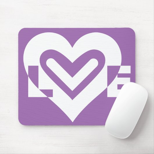 Tapis De Souris Aimer blanc et violet (Avec souris)