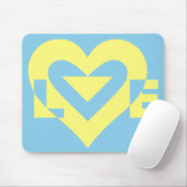 Tapis De Souris Aimer jaune sur bleu (Avec souris)