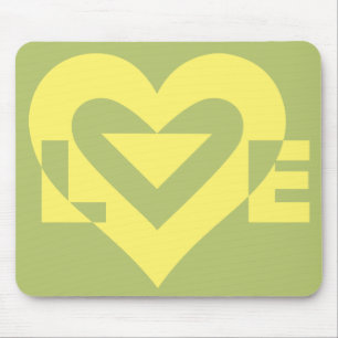 Tapis De Souris Aimer Jaune sur Sage Green