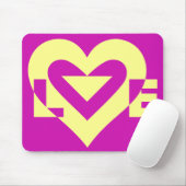 Tapis De Souris Aimer Jaune sur violet (Avec souris)