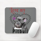 Tapis De Souris Aimer Mon Pitbull (Avec souris)