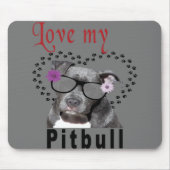 Tapis De Souris Aimer Mon Pitbull (Devant)