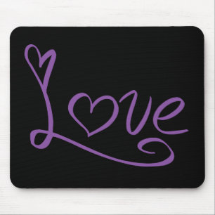 Tapis De Souris Aimez les cœurs violets et noirs