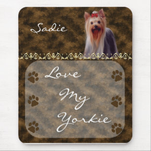 Tapis De Souris Aimez mon Yorkie Yorkshire Terrier Mousepad - brun