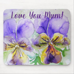 Tapis De Souris Aimez-vous maman Violet fleuri Ordinateur Souris M