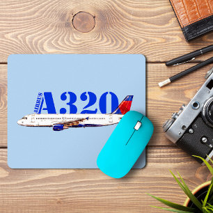 Tapis De Souris Airbus a320 Dessin à l'aquarelle d'avion