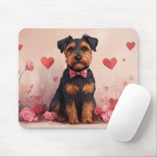 Tapis De Souris Airedale avec des Roses - Saint-Valentin