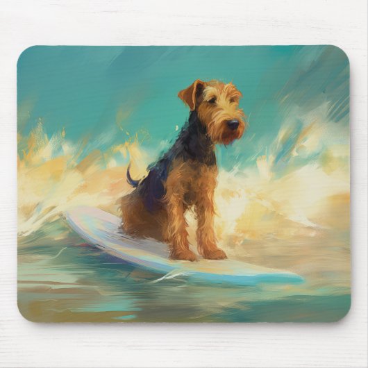 Tapis De Souris Airedale Beach Surf Peinture (Devant)