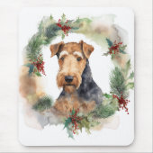 Tapis De Souris Airedale Christmas Wreath Festive Pup (Devant)