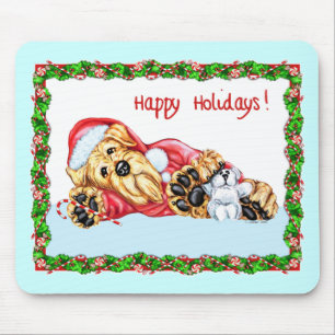 Tapis De Souris Airedale Terrier attend Père Noël