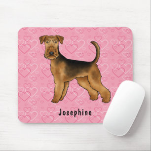 Tapis De Souris Airedale Terrier Chien Aimer Avec Motif Coeur Rose