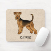 Tapis De Souris Airedale Terrier Cute Dessin Chien Et Nom Beige (Avec souris)