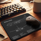 Tapis De Souris Airplane Airbus A320 in Blueprint Drawing PD